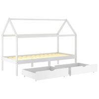 vidaXL Kinderbett mit Schubladen Weiß Massivholz Kiefer 90x200 cm