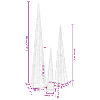 vidaXL LED-Leuchtkegel-Set Acryl Deko Warmwei&szlig; 60/90/120 cm