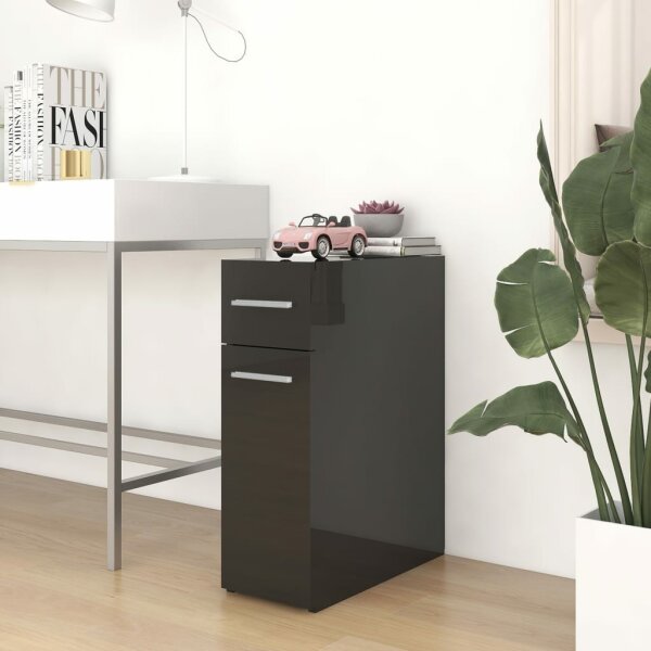 vidaXL Apothekerschrank Hochglanz-Schwarz 20x45,5x60 cm Holzwerkstoff