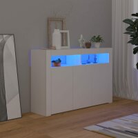 vidaXL Sideboard mit LED-Leuchten Wei&szlig; 115,5x30x75 cm