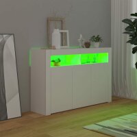 vidaXL Sideboard mit LED-Leuchten Wei&szlig; 115,5x30x75 cm