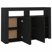 vidaXL Sideboard mit LED-Leuchten Schwarz 115,5x30x75 cm