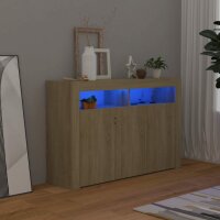 vidaXL Sideboard mit LED-Leuchten Sonoma-Eiche 115,5x30x75 cm