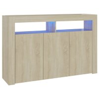 vidaXL Sideboard mit LED-Leuchten Sonoma-Eiche 115,5x30x75 cm