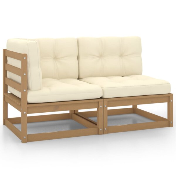 vidaXL 2tlg. Garten-Lounge-Set mit Kissen Honigbraun Massivholz Kiefer