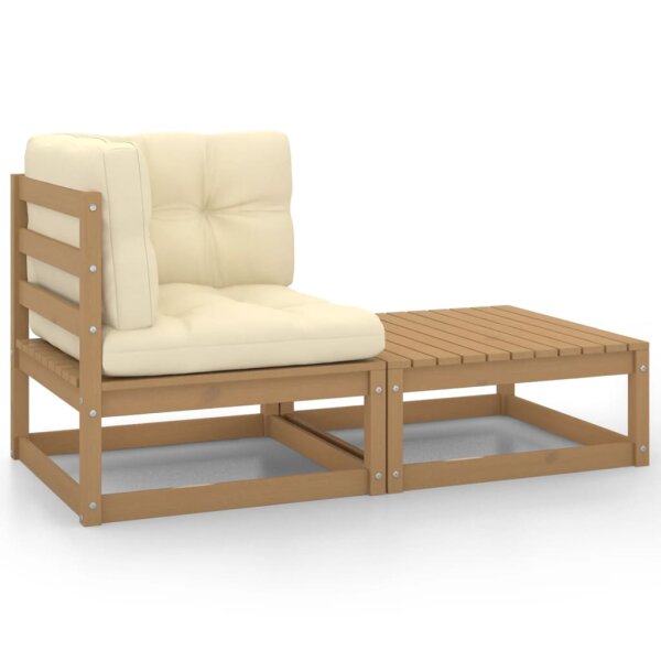 vidaXL 2-tlg. Garten-Lounge-Set Kissen Honigbraun Massivholz Kiefer