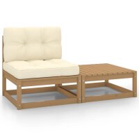 vidaXL 2-tlg. Garten-Lounge-Set Kissen Honigbraun...