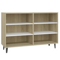 vidaXL Sideboard Weiß und Sonoma-Eiche 103,5x35x70...