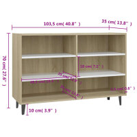 vidaXL Sideboard Weiß und Sonoma-Eiche 103,5x35x70 cm Holzwerkstoff