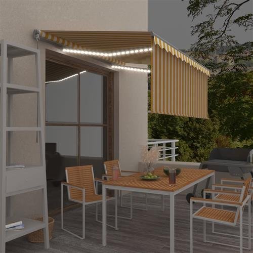 vidaXL Gelenkarmmarkise Einziehbar mit Jalousie LED 3,5x2,5m Gelb Weiß