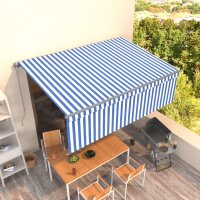 vidaXL Gelenkarmmarkise Einziehbar mit Jalousie 4,5x3 m Blau und Wei&szlig;