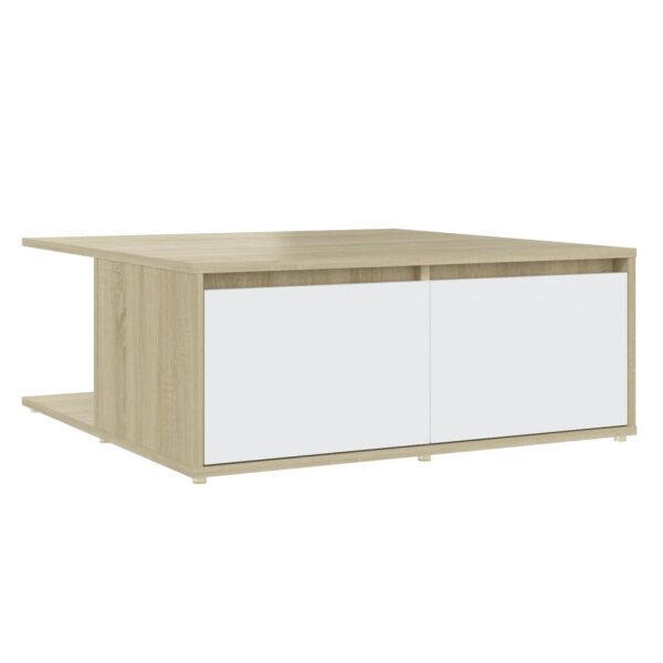 vidaXL Couchtisch Wei&szlig; und Sonoma-Eiche 80x80x31 cm Holzwerkstoff