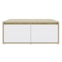 vidaXL Couchtisch Wei&szlig; und Sonoma-Eiche 80x80x31 cm Holzwerkstoff