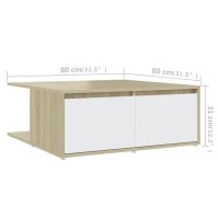 vidaXL Couchtisch Wei&szlig; und Sonoma-Eiche 80x80x31 cm Holzwerkstoff