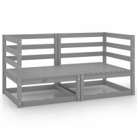 vidaXL 2-Sitzer-Gartensofa Grau Kiefer Massivholz