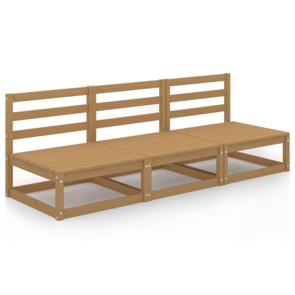 vidaXL 3-Sitzer-Gartensofa Honigbraun Massivholz Kiefer