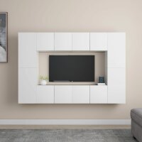 vidaXL 8-tlg. TV-Schrank-Set Wei&szlig; Holzwerkstoff