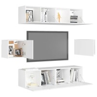 vidaXL 6-tlg. TV-Schrank-Set Wei&szlig; Holzwerkstoff