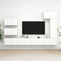 vidaXL 8-tlg. TV-Schrank-Set Wei&szlig; Holzwerkstoff