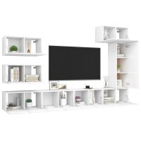 vidaXL 8-tlg. TV-Schrank-Set Wei&szlig; Holzwerkstoff