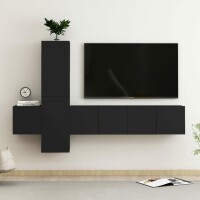 vidaXL 5-tlg. TV-Schrank-Set Schwarz Holzwerkstoff