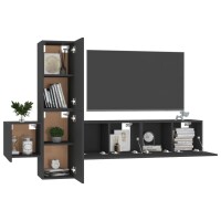 vidaXL 5-tlg. TV-Schrank-Set Schwarz Holzwerkstoff