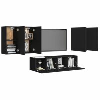 vidaXL 6-tlg. TV-Schrank-Set Schwarz Holzwerkstoff