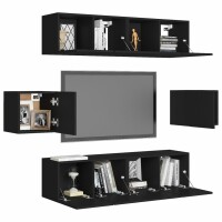 vidaXL 6-tlg. TV-Schrank-Set Schwarz Holzwerkstoff