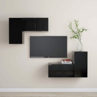 vidaXL 4-tlg. TV-Schrank-Set Schwarz Holzwerkstoff