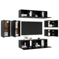 vidaXL 8-tlg. TV-Schrank-Set Schwarz Holzwerkstoff