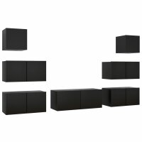 vidaXL 7-tlg. TV-Schrank-Set Schwarz Holzwerkstoff