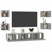 vidaXL 7-tlg. TV-Schrank-Set Betongrau Holzwerkstoff