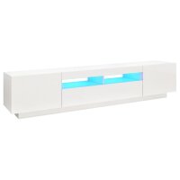 vidaXL TV-Schrank mit LED-Leuchten Hochglanz-Wei&szlig; 200x35x40 cm