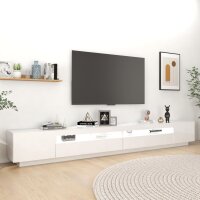 vidaXL TV-Schrank mit LED-Leuchten Hochglanz-Wei&szlig; 300x35x40 cm