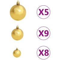 vidaXL K&uuml;nstlicher Weihnachtsbaum mit LEDs &amp; Kugeln Wei&szlig; 90 cm