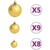 vidaXL K&uuml;nstlicher Weihnachtsbaum mit LEDs &amp; Kugeln Wei&szlig; 150 cm