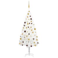 vidaXL K&uuml;nstlicher Weihnachtsbaum mit LEDs &amp; Kugeln Wei&szlig; 180 cm