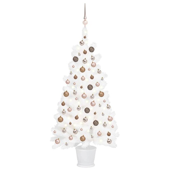 vidaXL K&uuml;nstlicher Weihnachtsbaum mit LEDs &amp; Kugeln Wei&szlig; 65 cm