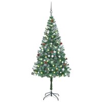 vidaXL K&uuml;nstlicher Weihnachtsbaum mit LEDs &amp; Kugeln &amp; Zapfen 180 cm