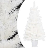 vidaXL K&uuml;nstlicher Weihnachtsbaum mit LEDs &amp; Kugeln Wei&szlig; 90 cm