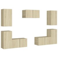 vidaXL 7-tlg. TV-Schrank-Set Sonoma-Eiche Holzwerkstoff