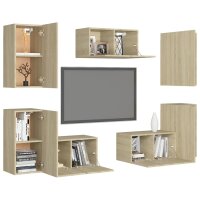 vidaXL 7-tlg. TV-Schrank-Set Sonoma-Eiche Holzwerkstoff