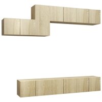 vidaXL 7-tlg. TV-Schrank-Set Sonoma-Eiche Holzwerkstoff