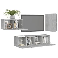 vidaXL 4-tlg. TV-Schrank-Set Betongrau Holzwerkstoff