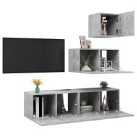 vidaXL 4-tlg. TV-Schrank-Set Betongrau Holzwerkstoff