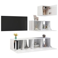 vidaXL 4-tlg. TV-Schrank-Set Hochglanz-Wei&szlig; Holzwerkstoff