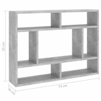 vidaXL Wandregal Betongrau 75x16x55 cm Holzwerkstoff