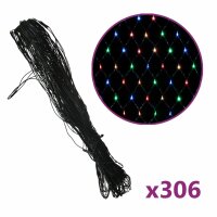 vidaXL Weihnachts-Lichternetz Mehrfarbig 3x3 m 306 LEDs Indoor Outdoor