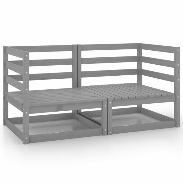 vidaXL Garten-Ecksofas 2 Stk. Grau Massivholz Kiefer