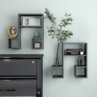 vidaXL Wandregale 2 Stk. Hochglanz-Grau 50x15x50 cm...